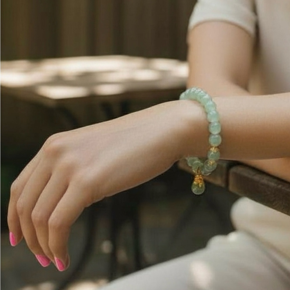 5 for $25!! Jade Green/Gold Bracelet